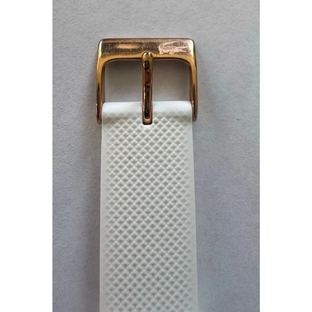 Lacoste 12.12 White Silicone Band 36mm Rose Gold Tone Watch Water Resistant